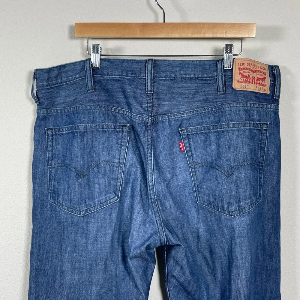 Levi's 569 Loose Straight Jeans Mens 38x32 Blue‎ Relaxed Fit Denim